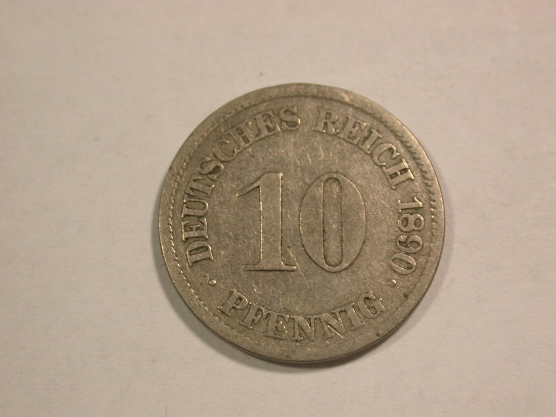 C01 KR 10 Pfennig 1890 J in f. schön Orginalbilder
