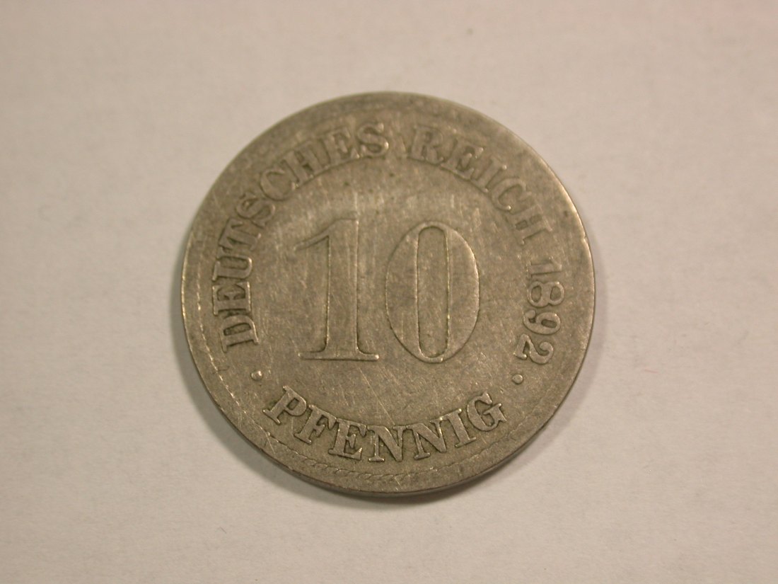  C01 KR 10 Pfennig 1892 D in f.ss  Orginalbilder   