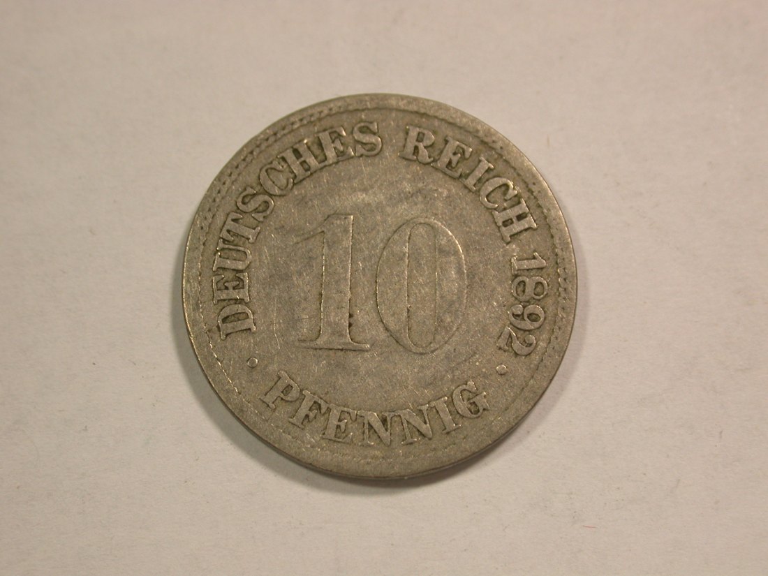 C01 KR 10 Pfennig 1892 F in s-ss Orginalbilder