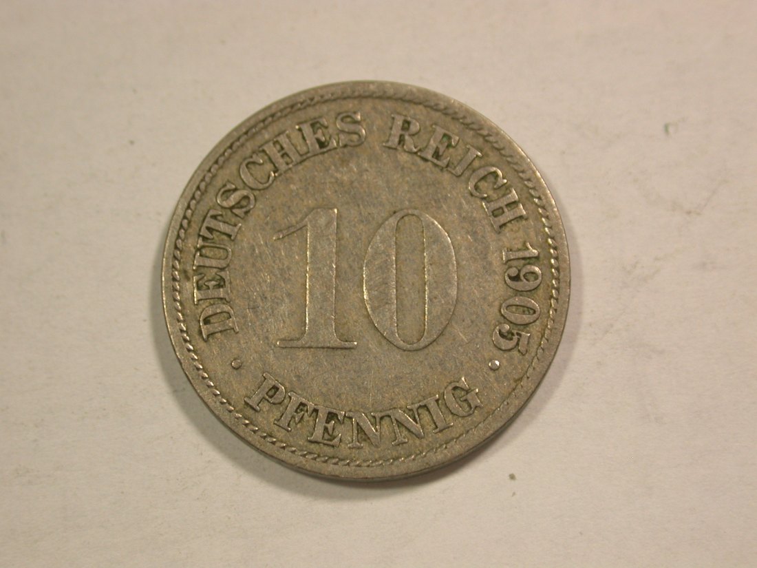 C01 KR 10 Pfennig 1905 G in sehr schön Orginalbilder