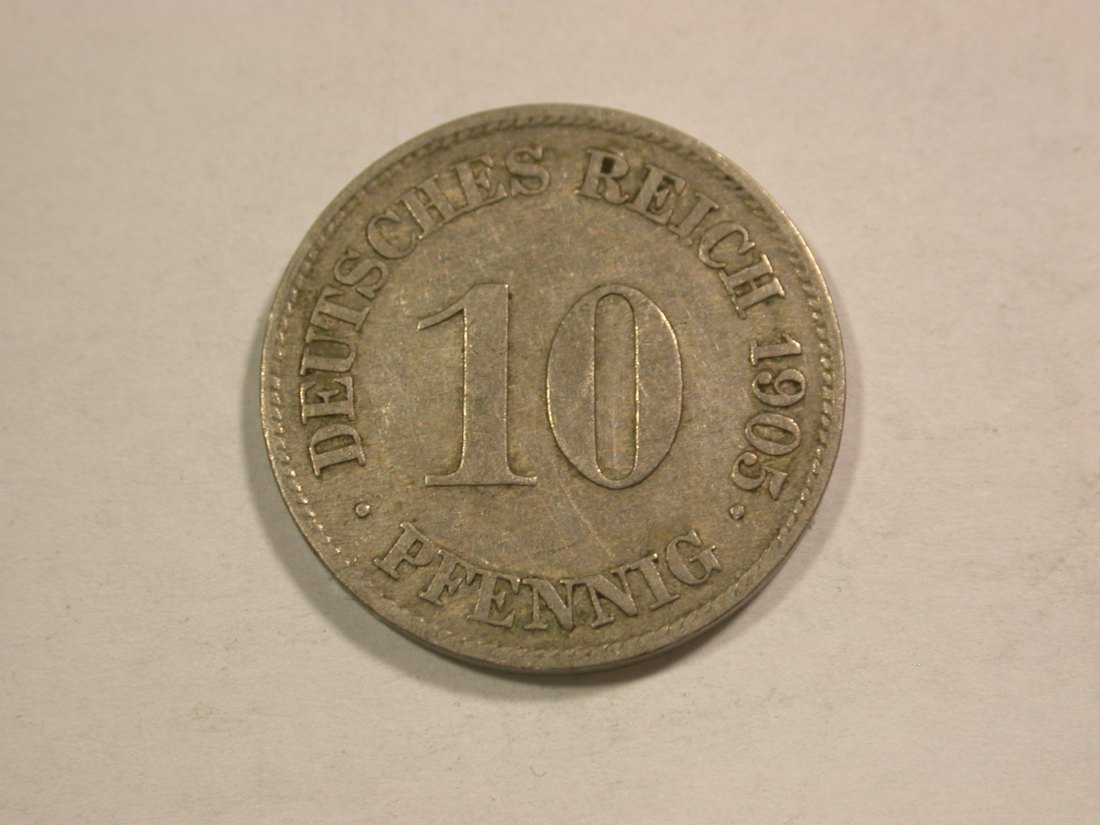 C01 KR 10 Pfennig 1905 J in sehr schön Orginalbilder