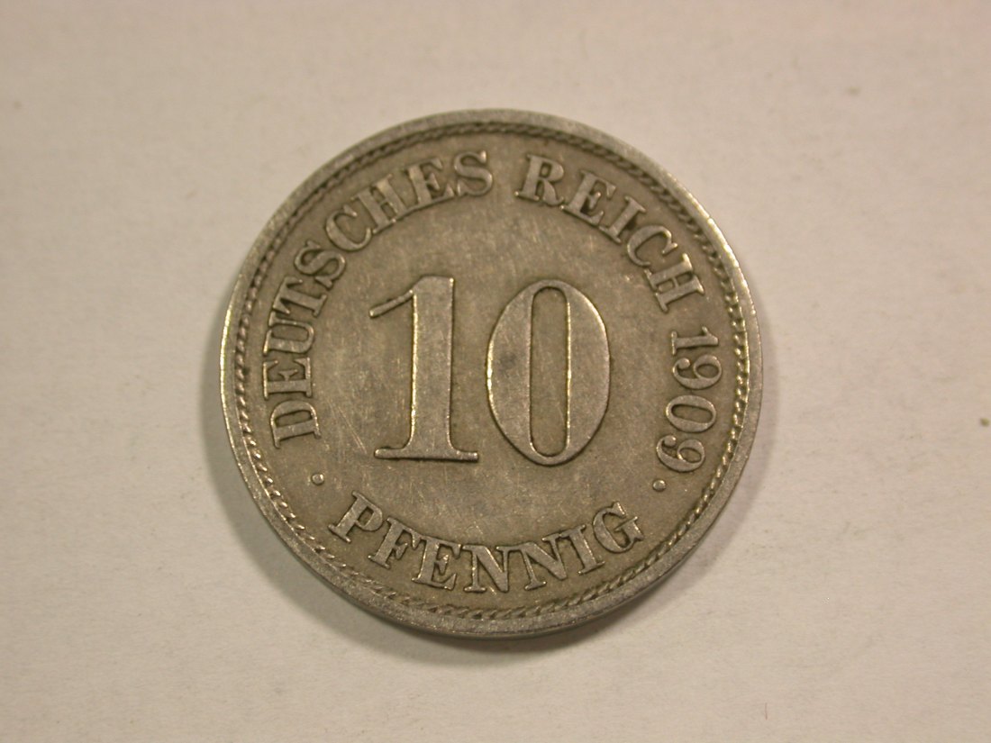  C01 KR 10 Pfennig  1909 J in ss  Orginalbilder   