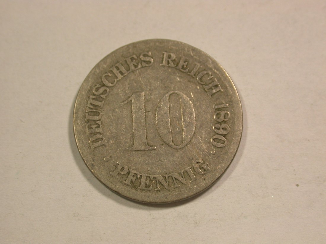C01 KR 10 Pfennig 1890 F in f.schön Orginalbilder