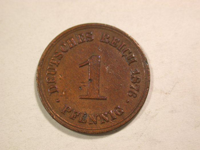  C01 KR 1 Pfennig 1876 A in schön Druckstellen  Orginalbilder   