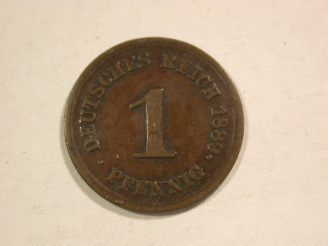  C01 KR 1 Pfennig 1889 E in fast schön Orginalbilder   