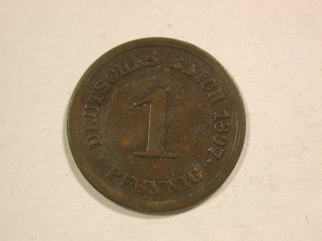  C01 KR 1 Pfennig 1897 E in ss/ss+  Orginalbilder   