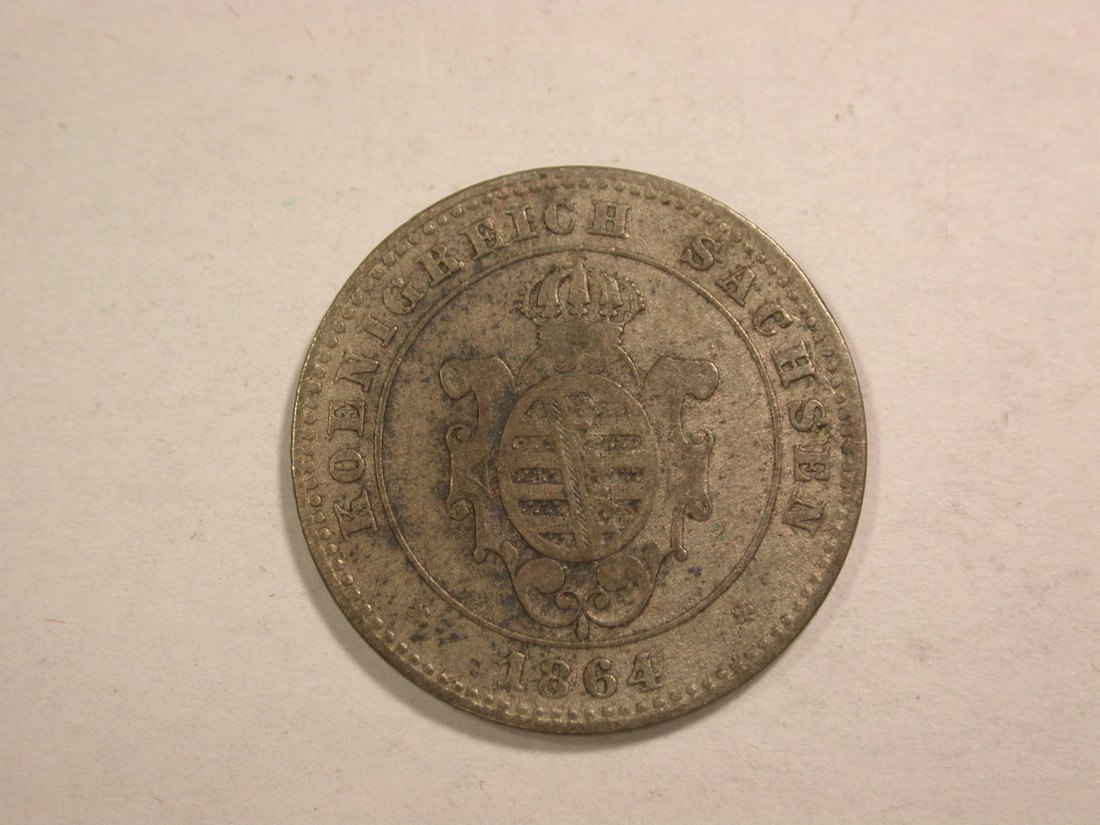  C02 Sachsen 2 Neugroschen (20 Pfennig) 1864 B in ss Orginalbilder   