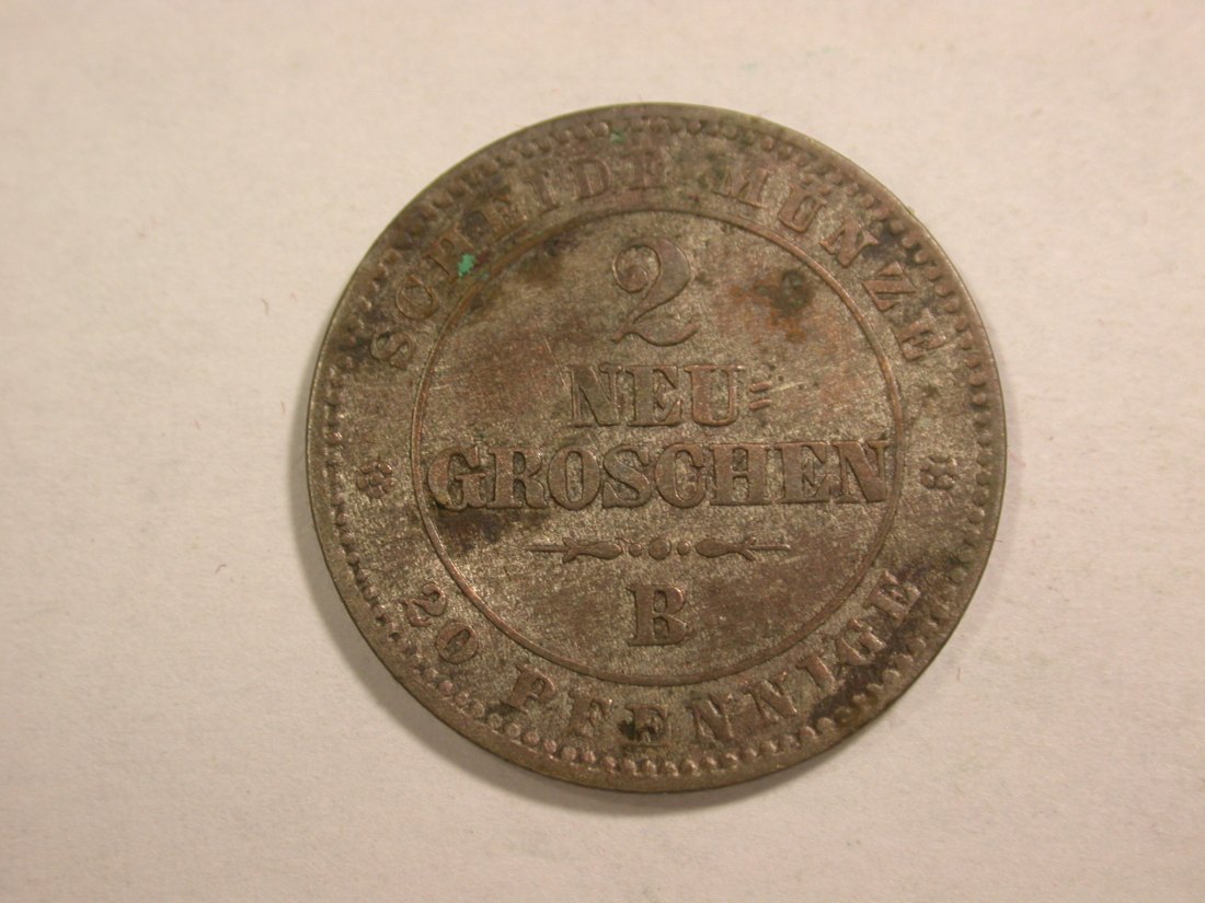 C02 Sachsen 2 Neugroschen (20 Pfennig) 1866 B in ss/ss+ Orginalbilder