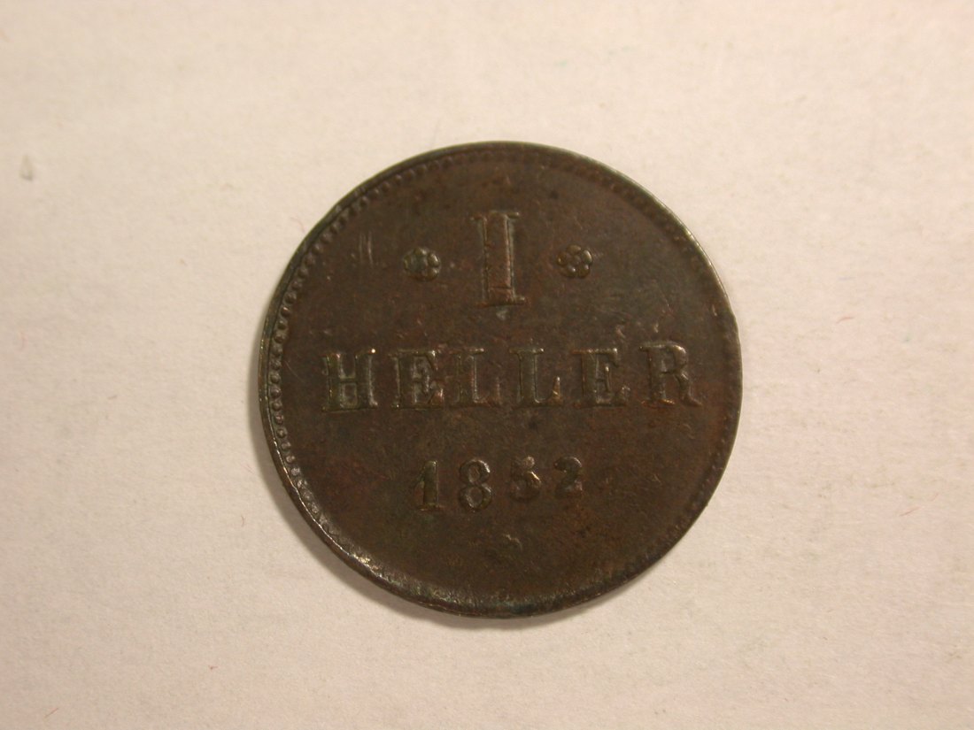  C02 Hessen Darmstadt 1 Heller 1852 in sehr schön   Orginalbilder   