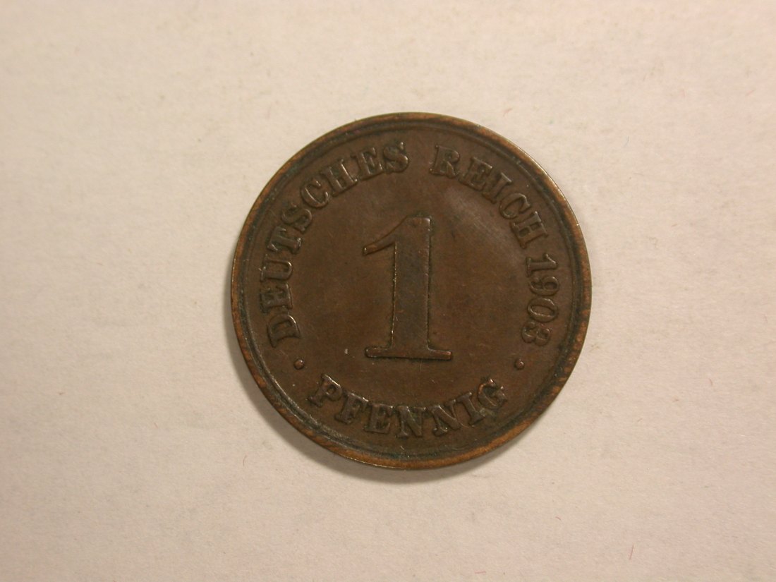  C02 KR 1 Pfennig 1903 F in ss+ Orginalbilder   
