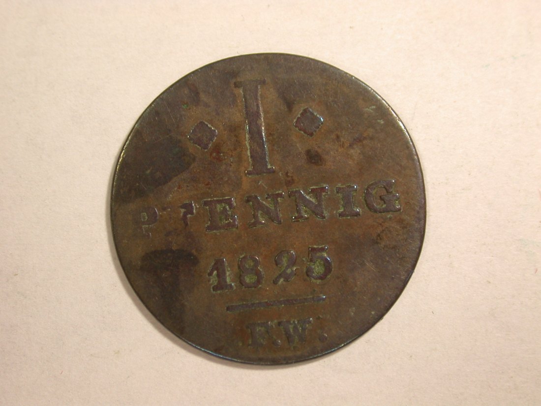  C02 Waldeck 1 Pfennig 1825 in f.ss  Orginalbilder   
