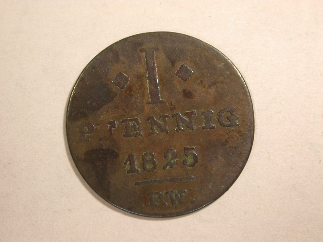 C02 Waldeck 1 Pfennig 1825 in f.ss Orginalbilder
