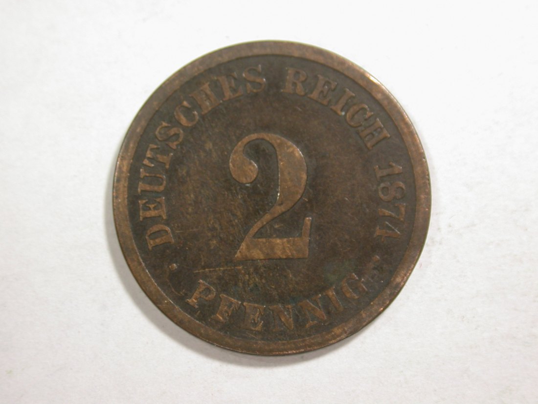  C02 KR 2 Pfennig 1874 D in schön  Orginalbilder   