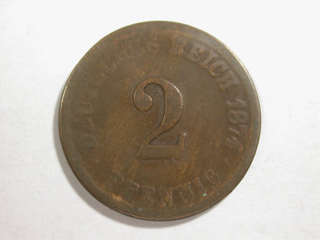  C02 KR 2 Pfennig 1874 G in schön  Orginalbilder   