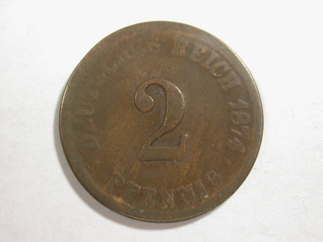 C02 KR 2 Pfennig 1874 G in schön Orginalbilder