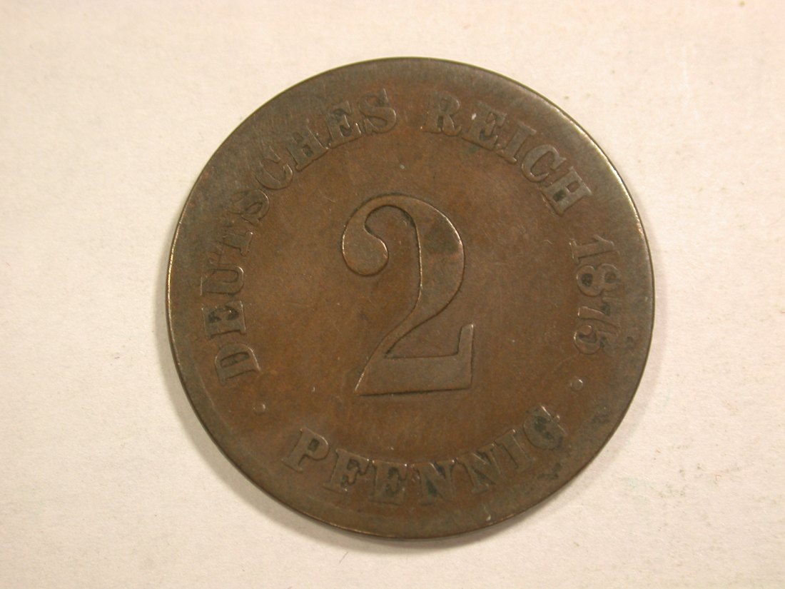  C02 KR 2 Pfennig 1875 G in schön  Orginalbilder   