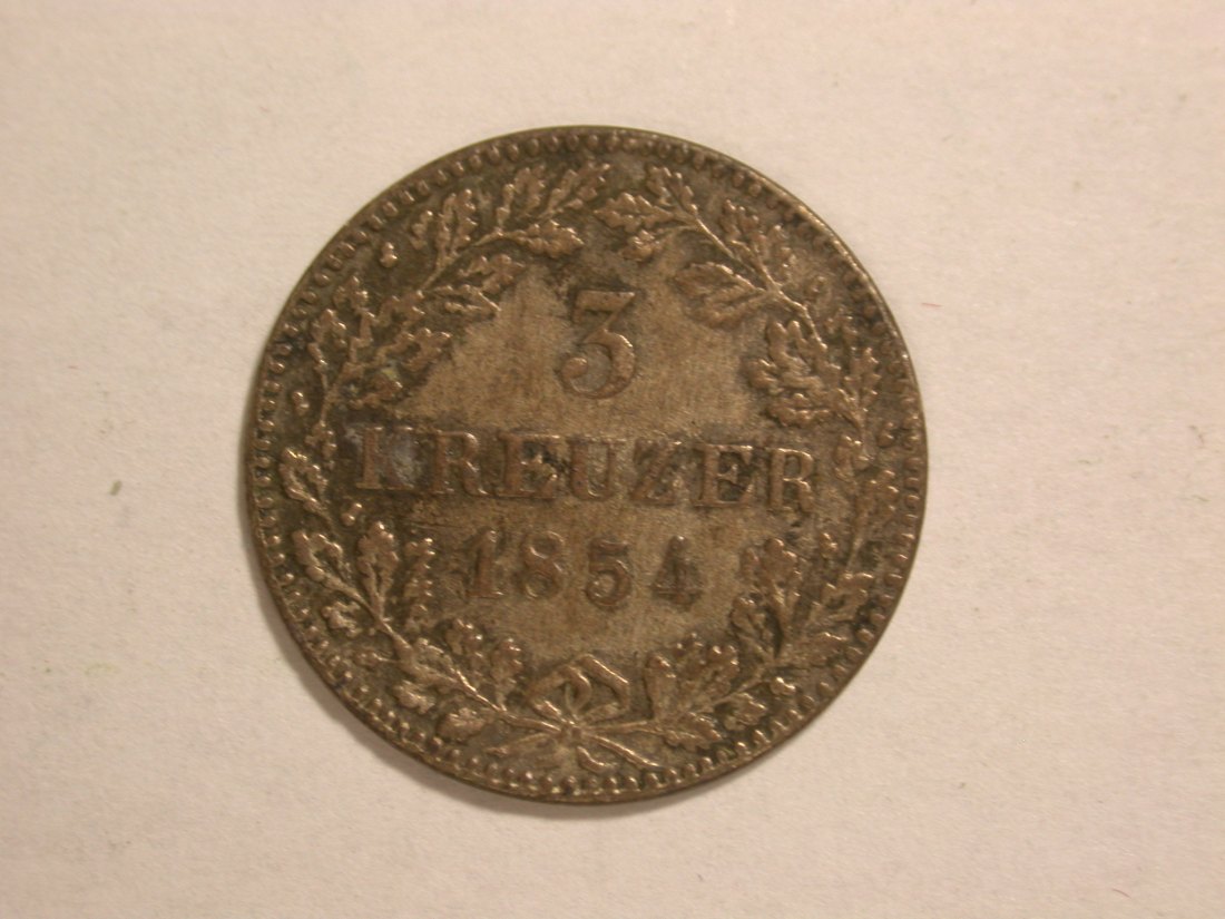  C02 Württemberg  3 Kreuzer  1854 in vz/vz-st   Orginalbilder   