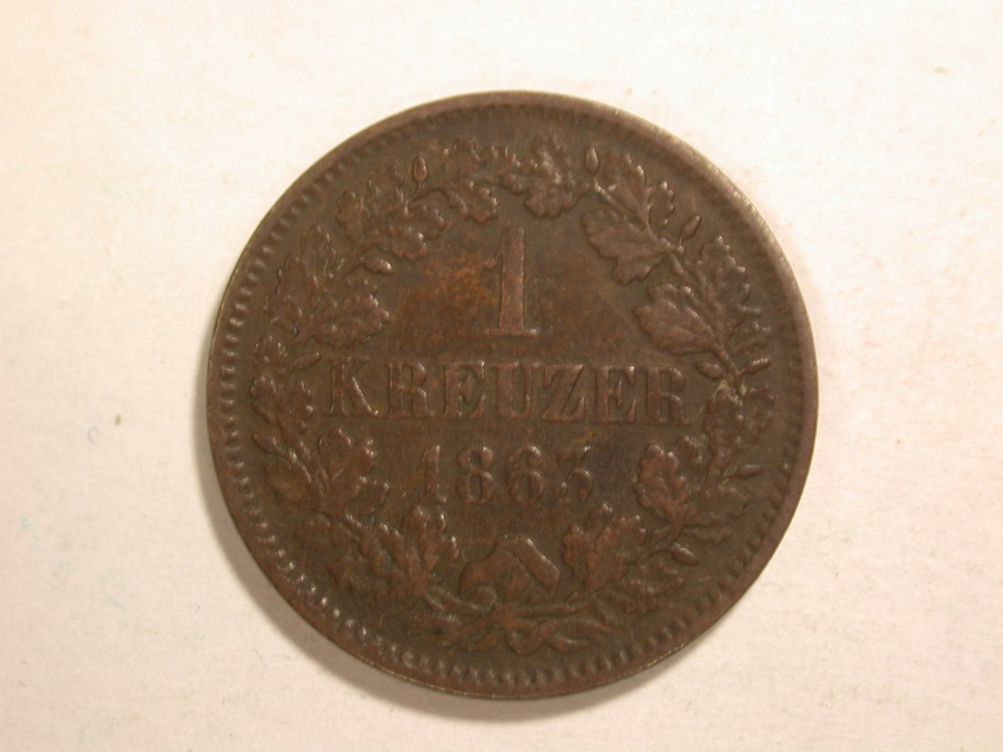  C02 Baden  1 Kreuzer  1863 in sehr schön   Orginalbilder   