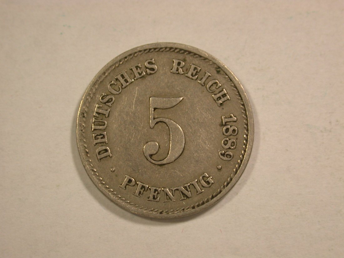  C02 KR  5 Pfennig 1889 E in ss+  Orginalbilder   