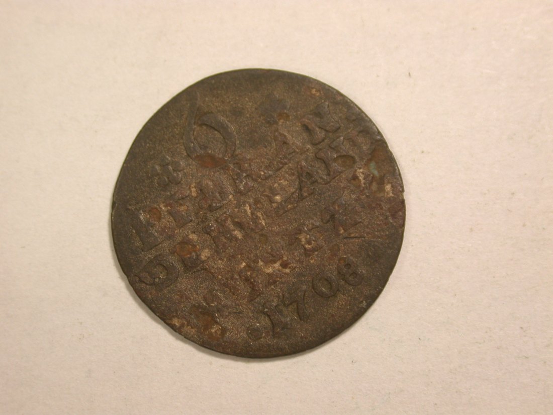 C02 Preussen 6 Pfennig 1708 C.S. in s-ss Orginalbilder