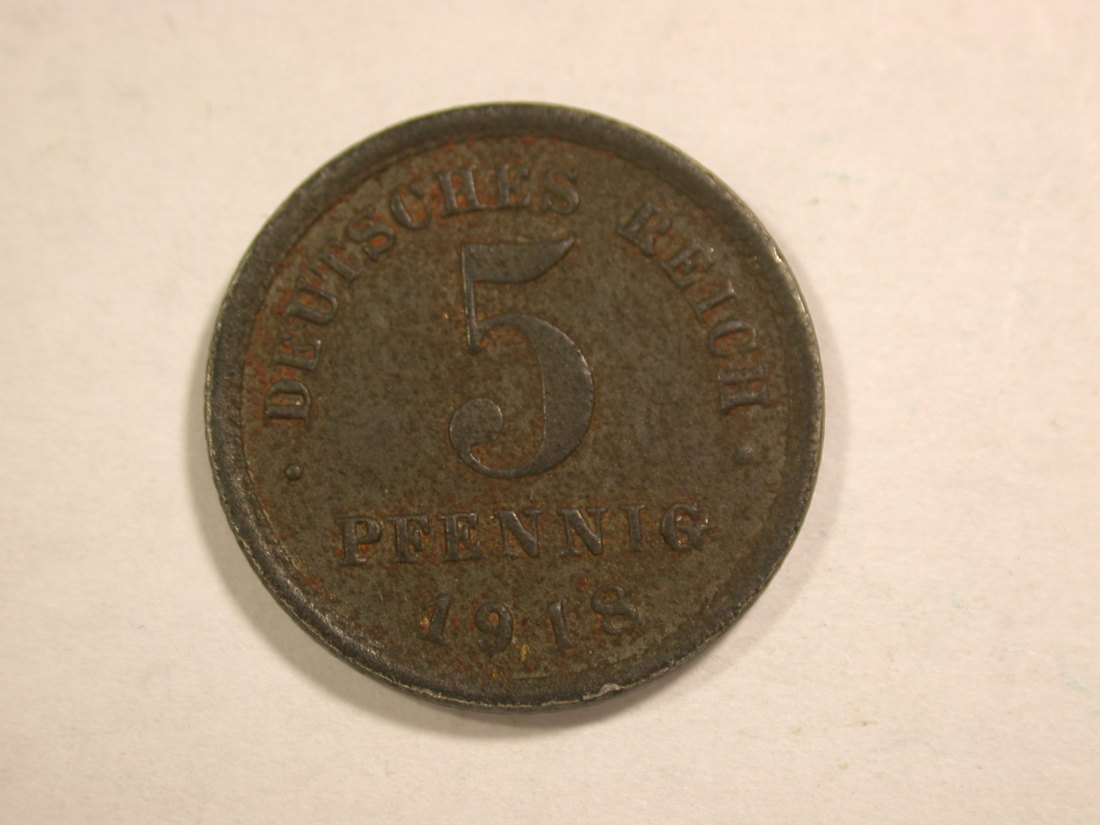 C02 KR 5 Pfennig 1918 E in vz, angelaufen Ersatzmünze Orginalbilder