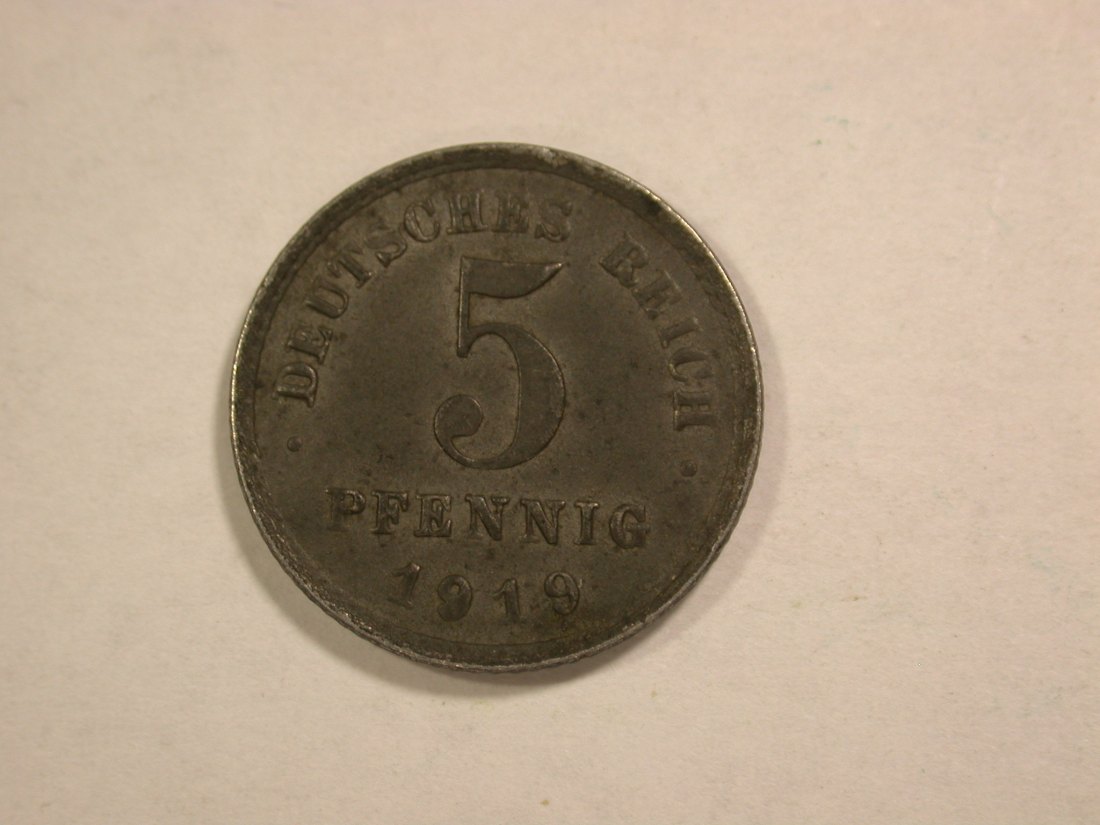 C02 KR 5 Pfennig 1919 E in vz/vz+ Ersatzmünze Orginalbilder