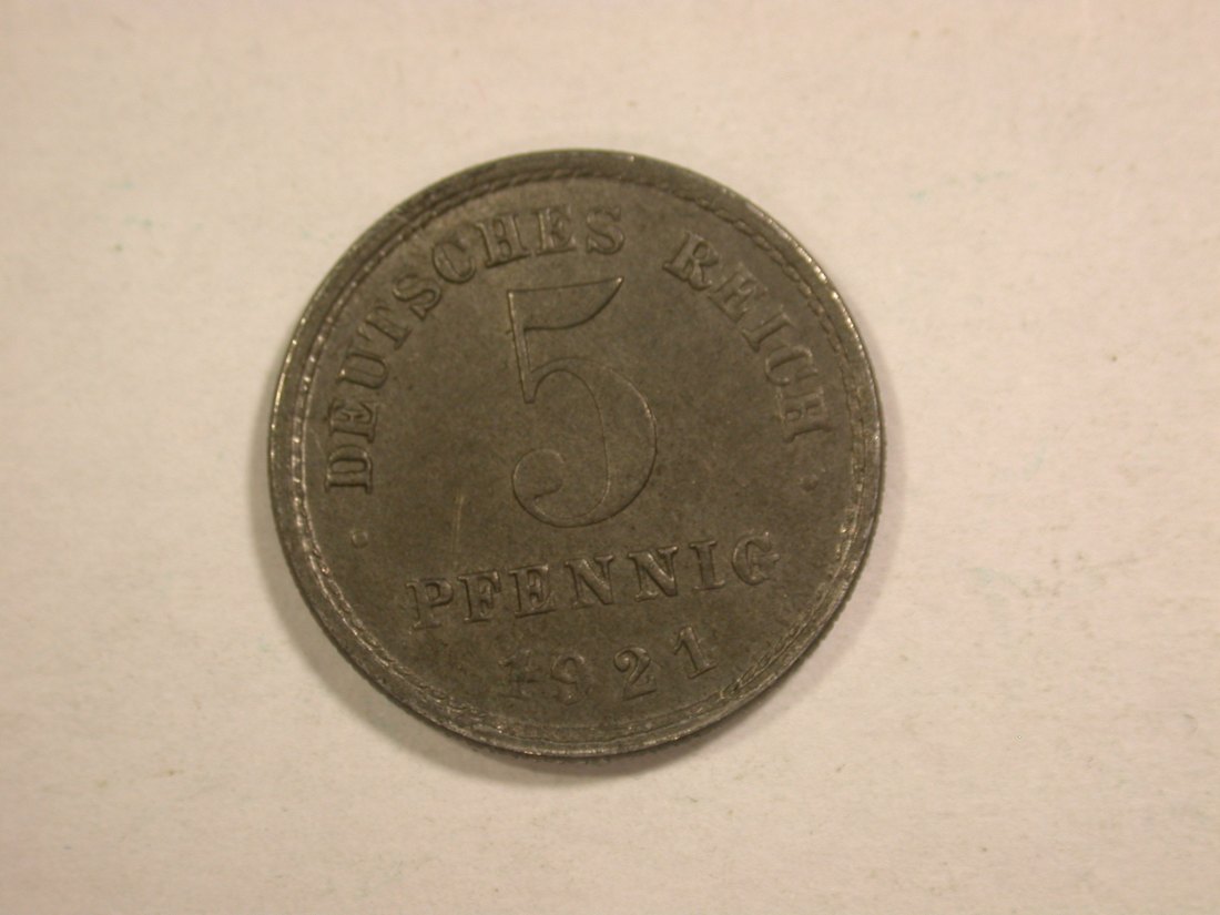  C02 KR 5 Pfennig 1921 E in f. ST   Ersatzmünze   Orginalbilder   