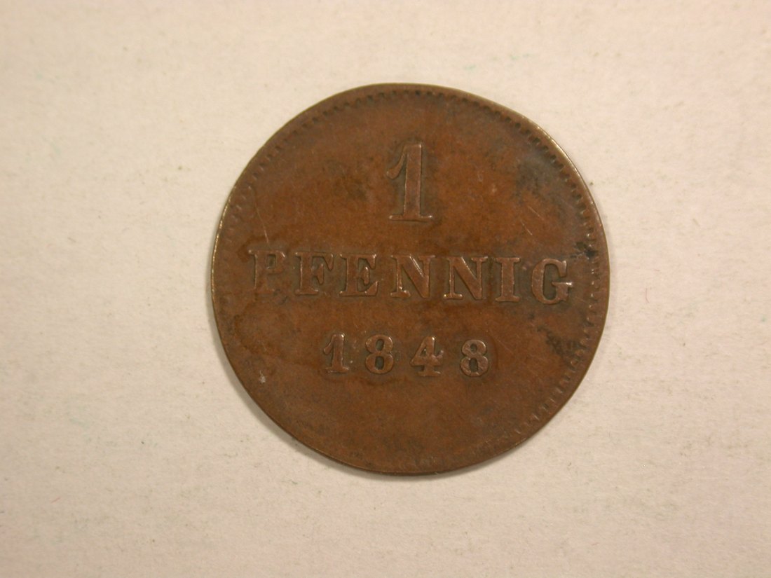C02 Bayern 1 Pfennig 1848 in ss/ss+ Orginalbilder