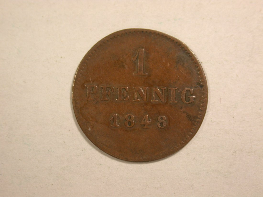  C02 Bayern  1 Pfennig 1848 in ss/ss+  Orginalbilder   