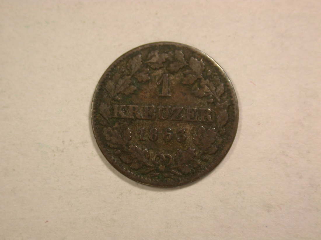 C02 Bayern 1 Kreuzer 1863 in ss+ Orginalbilder