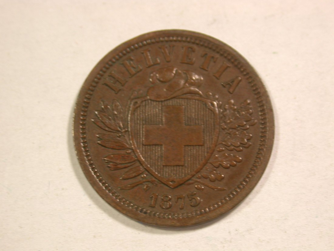 C03 Schweiz 2 Rappen 1875 in f.ss Orginalbilder