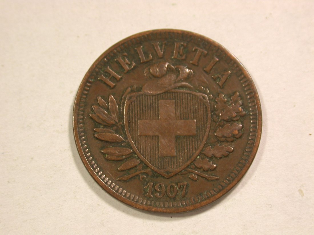 C03 Schweiz 2 Rappen 1907 in ss/ss+ Orginalbilder
