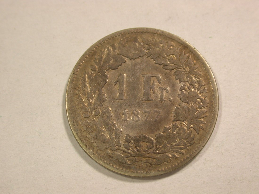 C03 Schweiz 1 Franken Silber 1877 in s-ss Orginalbilder
