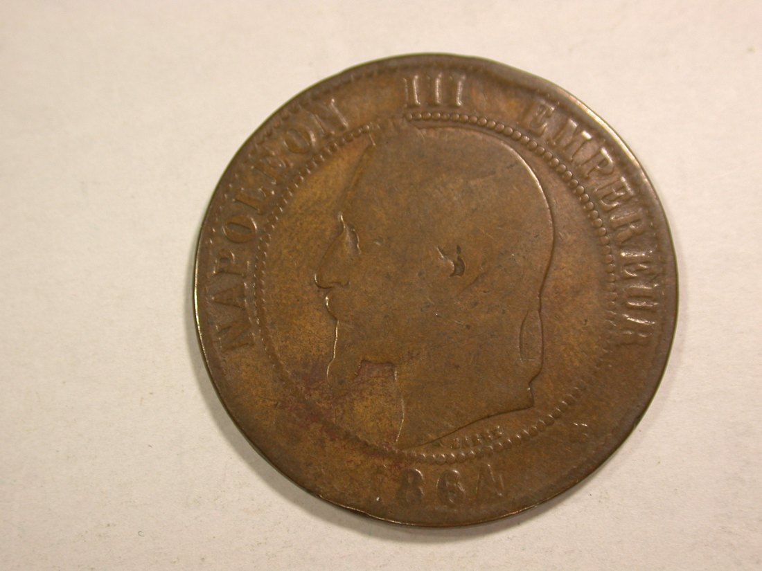  C03 Frankreich  10 Centimes 1864 BB  gering   Orginalbilder   
