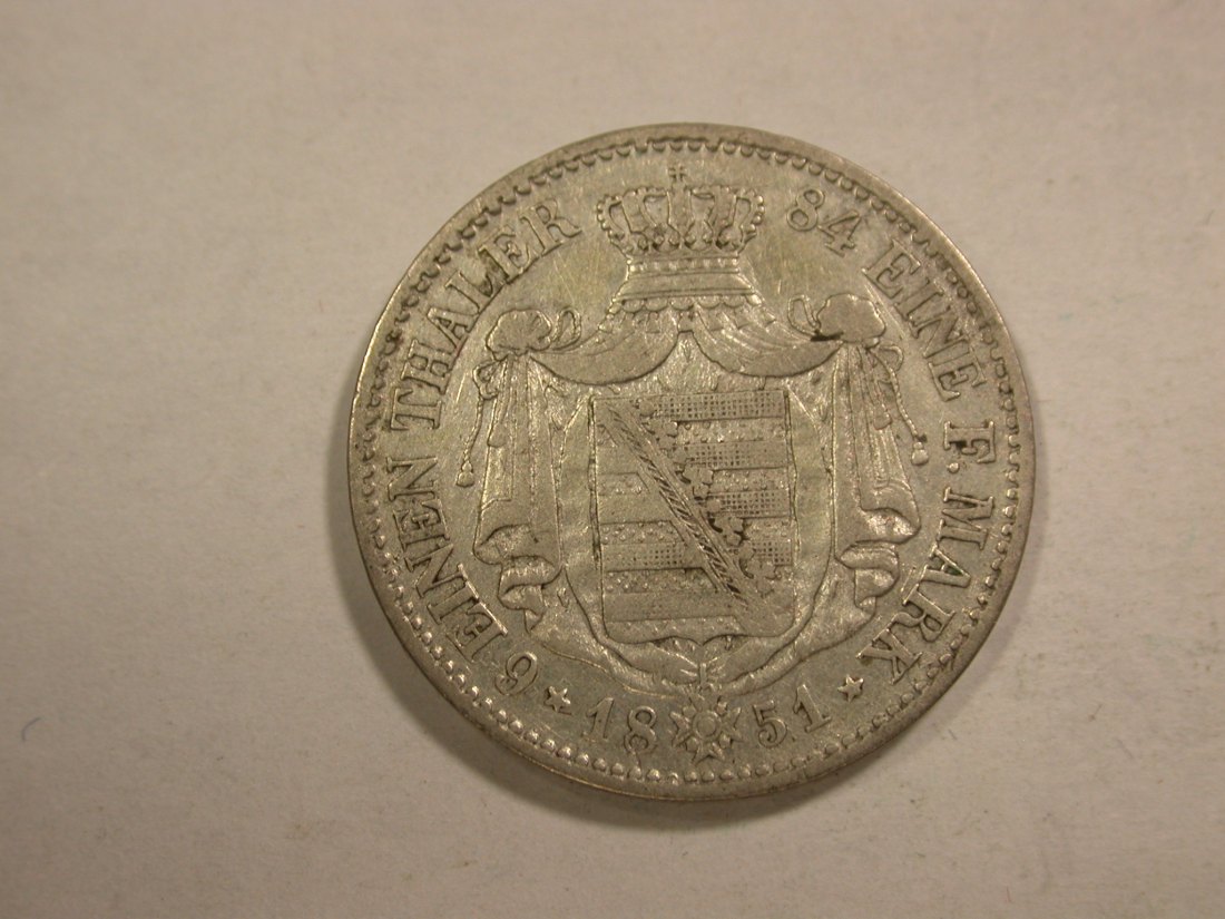  C03 Sachsen Silber 1/6 Taler 1851 in ss/ss+ Orginalbilder   