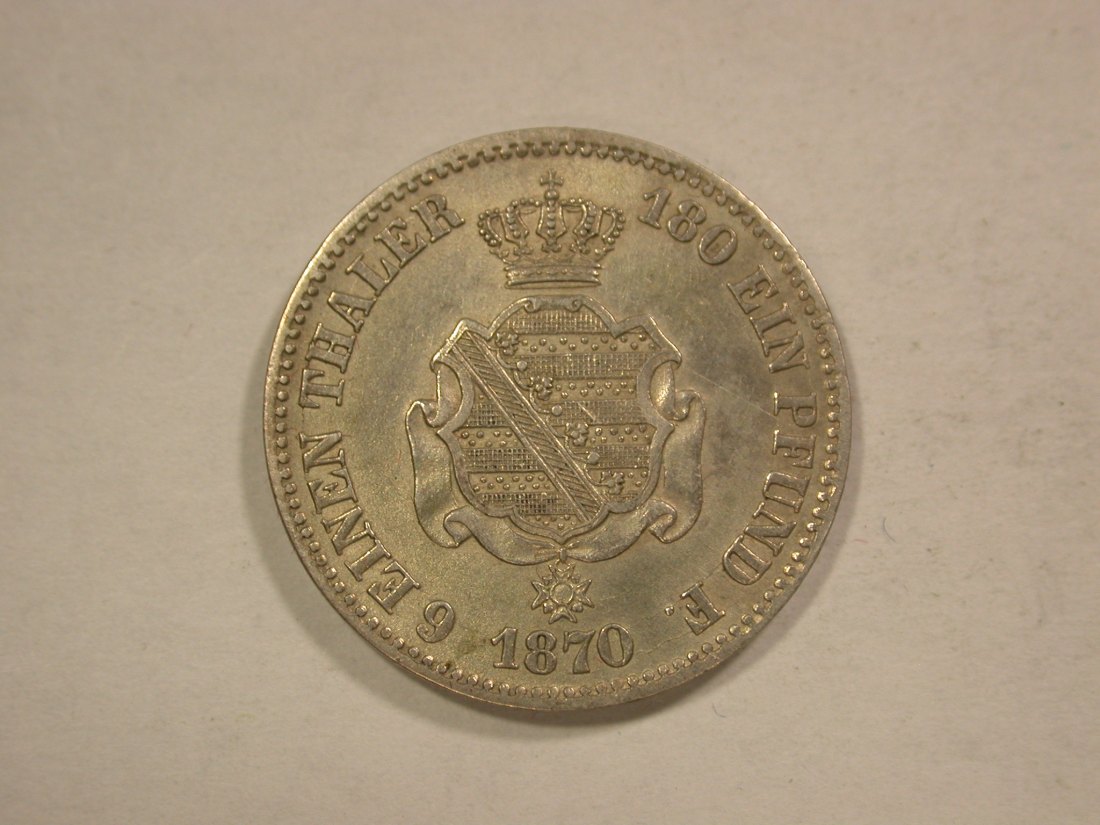 C03 Sachsen Silber 1/6 Taler 1870 in vz/vz-st R Orginalbilder