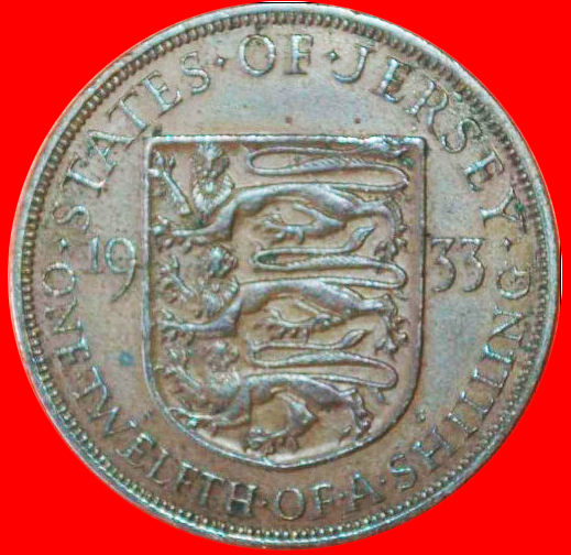  * GEORGE V (1911-1936) ★JERSEY 1/12 SHILLING 1933!INTERESTING TYPE! LOW START★ NO RESERVE!!!   