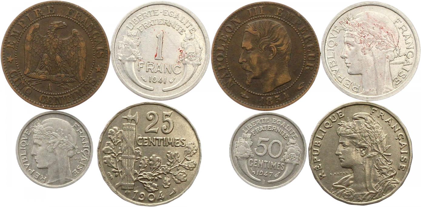  9502 Frankreich 4 bessere Kleinmünzen   