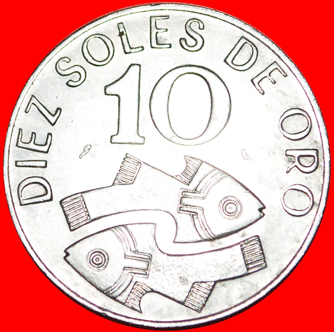  √ FRANKREICH: PERU ★ 10 SOLES DE ORO 1969 FISCHE UND EULE!   