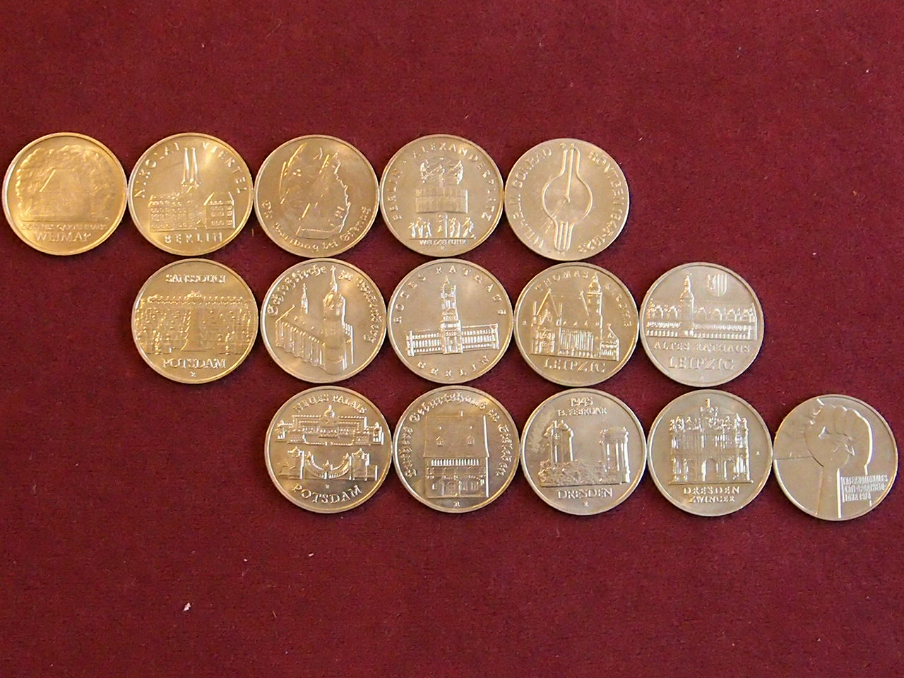 DDR 5 Mark 1970 bis 1987 Konvolut 15 Gedenkmünzen ST