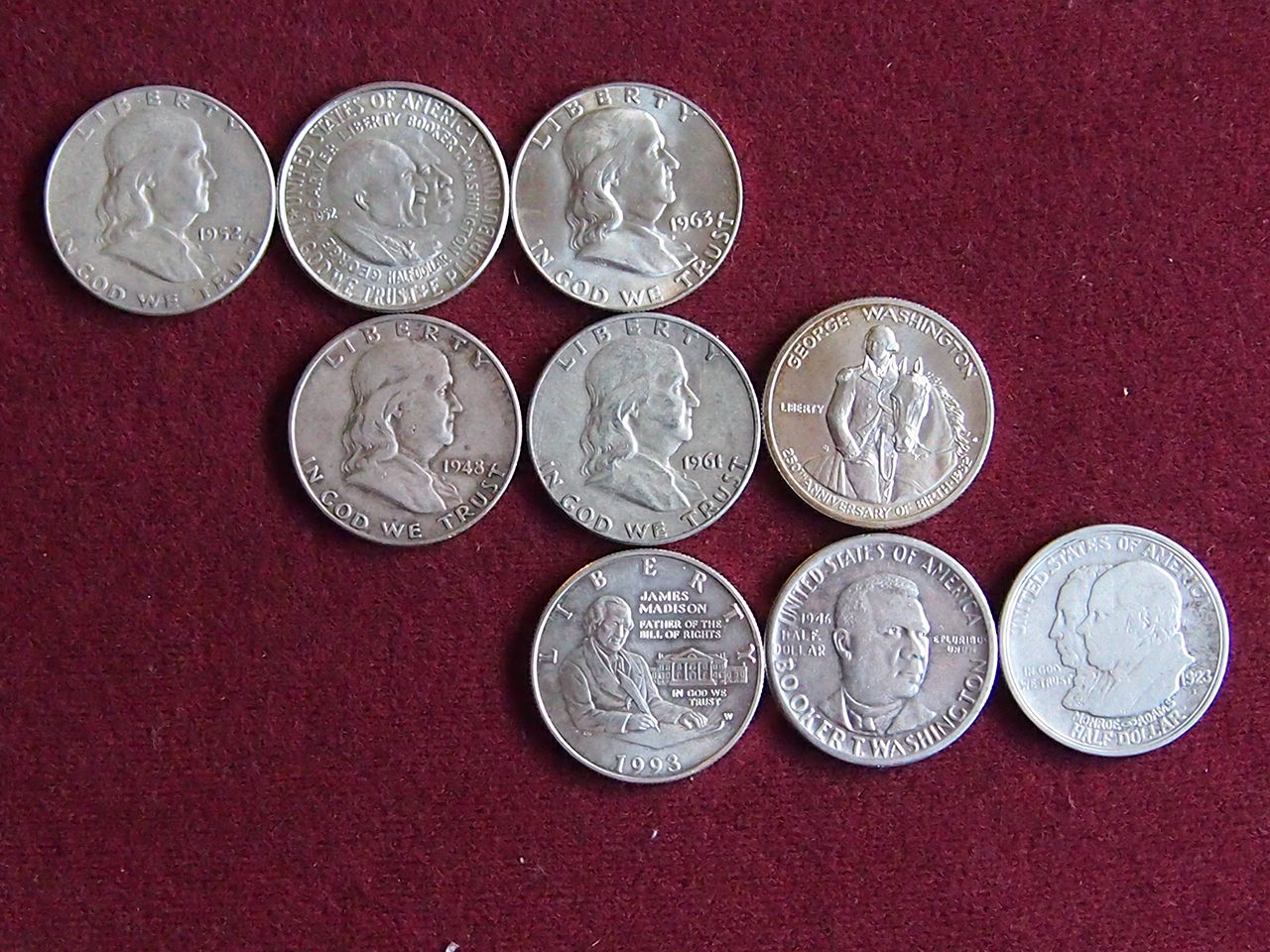 USA 1/2 Dollar 1923 bis 1993 Konvolut 9 Silbermünzen