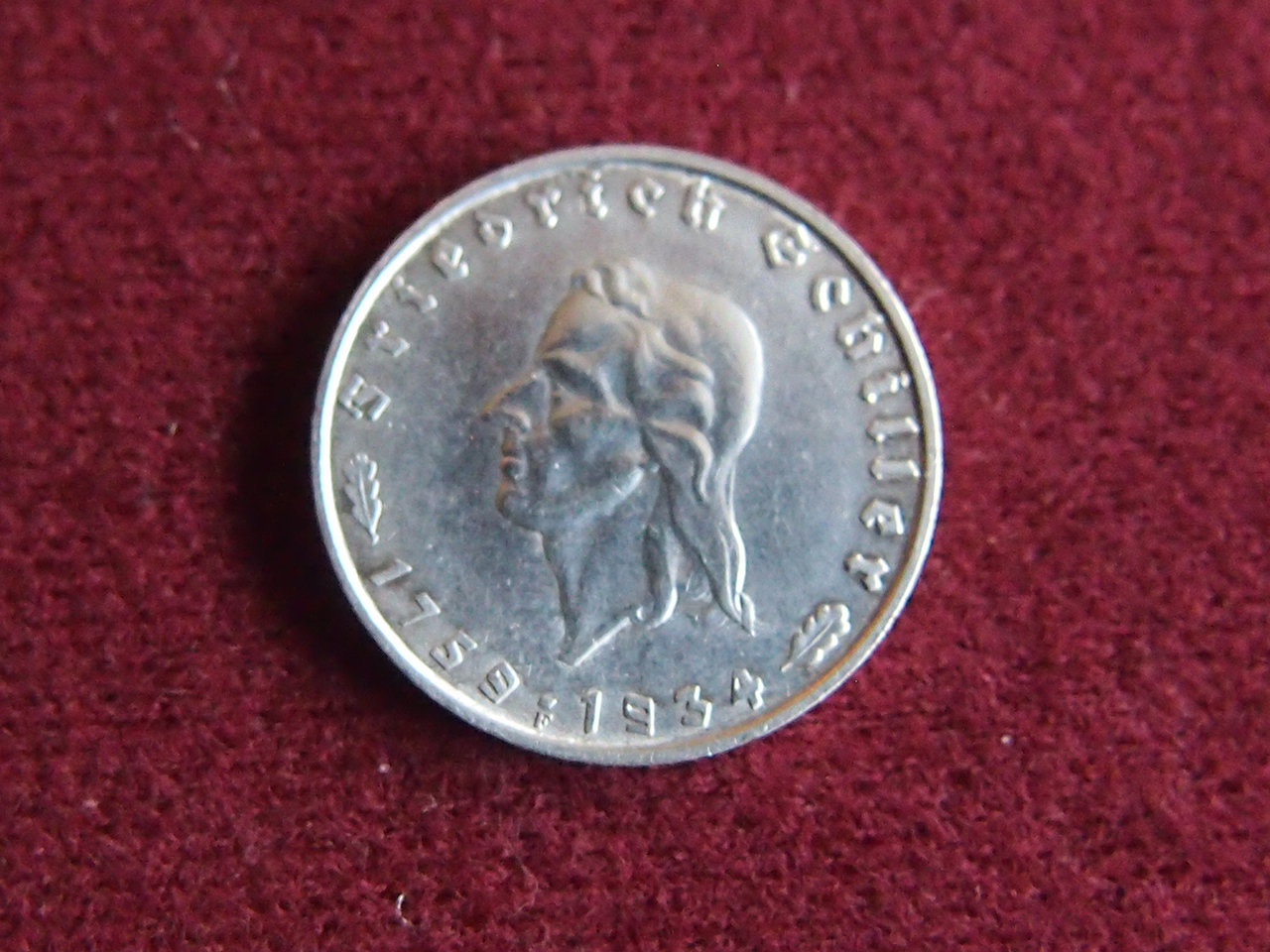 Drittes Reich 2 Reichsmark 1934F Friedrich Schiller Silbermünze VZ