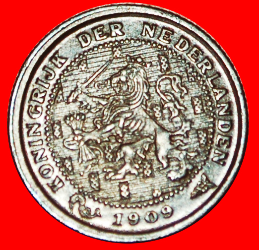  √ RAMPANT LION: NETHERLANDS ★ 1/2 CENT 1909! LOW START ★ NO RESERVE!   