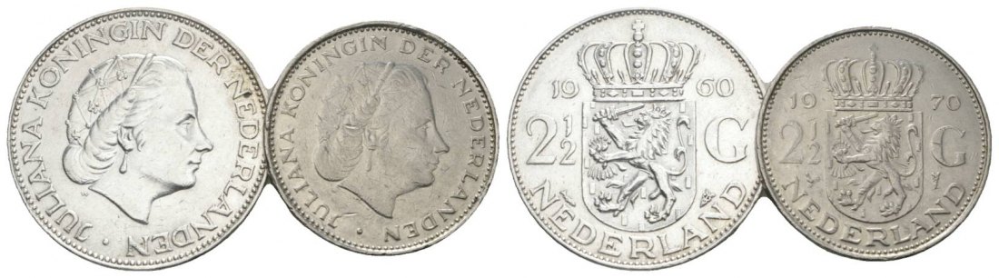  Niederlande, 2 1/2 Gulden 1960/1970   