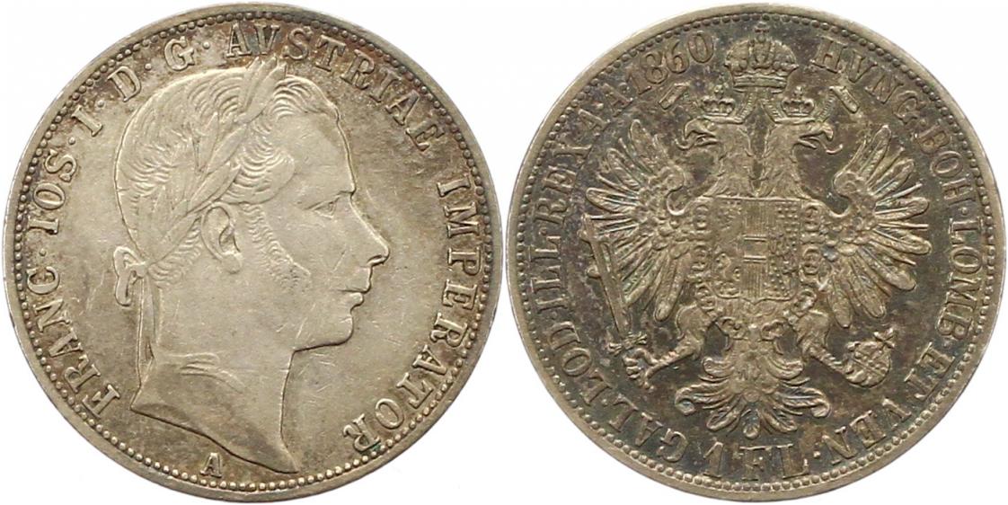  9551 Österreich Gulden 1860 Silber   