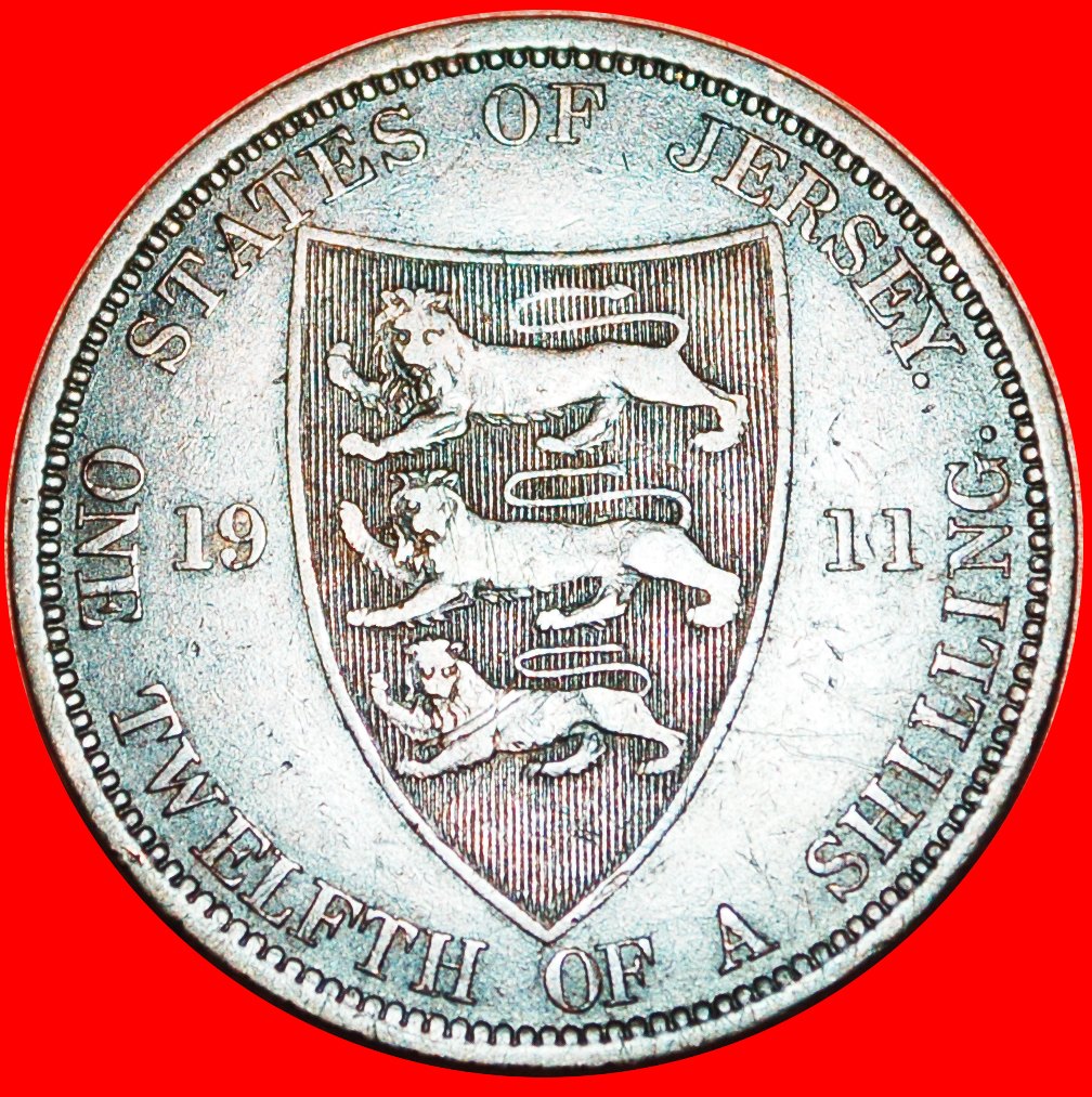  * GROSSBRITANNIEN: JERSEY ★ 1/12 SHILLING 1911 LIONEN! OHNE VORBEHALT!   