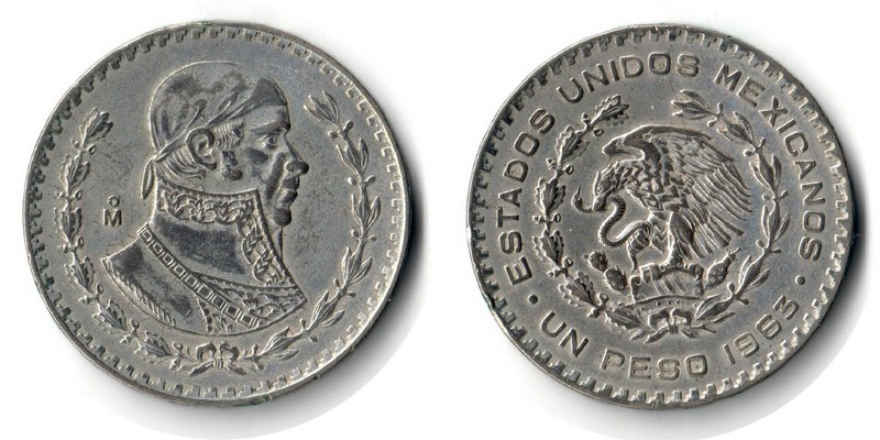  Mexico  1 Peso  1963  FM-Frankfurt  Feingewicht: 1,6g Silber sehr schön   