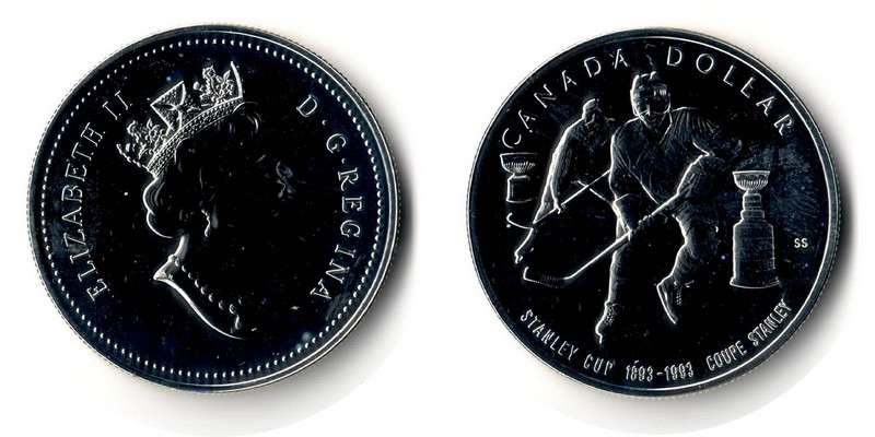  Kanada  1 Dollar 1993  FM-Frankfurt  Feingewicht: 23,28g  Silber vz/stgl.   