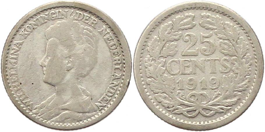  9674 Niederlande 25 Cent Silber 1919   