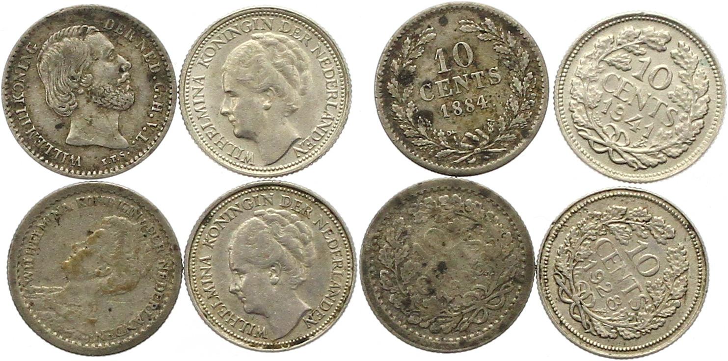  9693 Niederlande 10 Cent Silber Lot 4 Stück   
